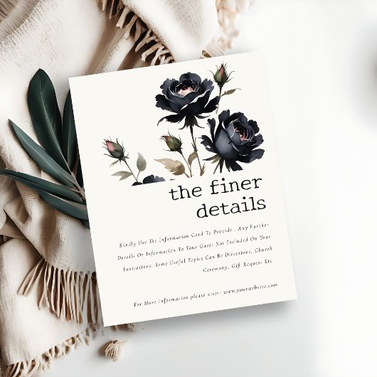 ゴシック様式ダークウォーター色ブラックバラ結婚ズ詳細 エンクロージャーカード