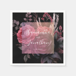 ゴシック様式ダークムーディーズフローラ結婚バラ スタンダードカクテルナプキン