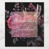 ゴシック様式ダークムーディーズフローラ結婚バラ ワインラベル (シングルラベル)