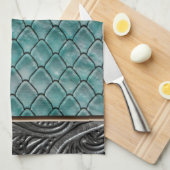ゴシック様式ティール(緑がかった色) II キッチンタオル (四つ折り)