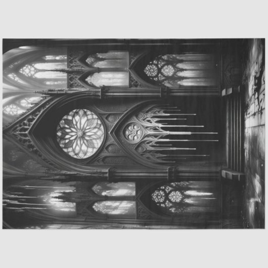 ゴシック様式ドリップ：白黒のカテドラルデコップページ 薄葉紙 (正面)