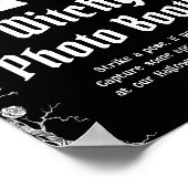 ゴシック様式ハロウィーンのスケルトンのウィッチーなフォトブースの看板 ポスター (角)