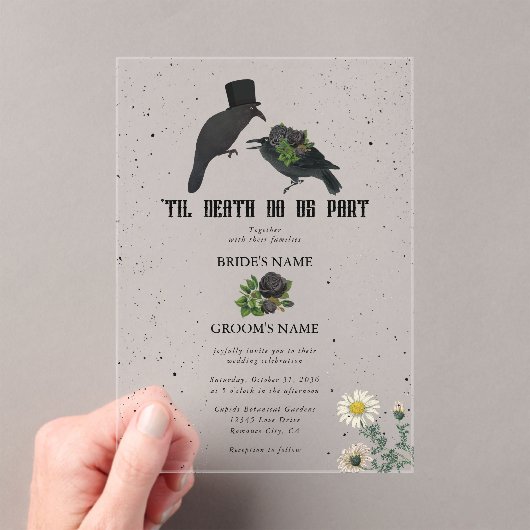 ゴシック様式ハロウィーンブラックバラ結婚ズクロース アクリル招待状 (インサイチュ (ポータブル))