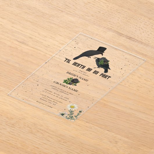 ゴシック様式ハロウィーンブラックバラ結婚ズクロース アクリル招待状 (レイダウン)