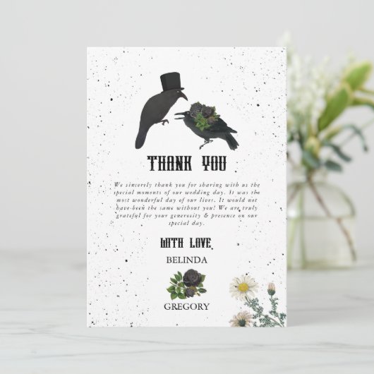 ゴシック様式ハロウィーンブラックバラ結婚ズクロース サンキューカード (スタンド正面)