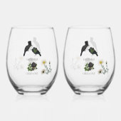 ゴシック様式ハロウィーンブラックバラ結婚ズクロース ステムなしワイングラス (正面)