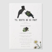 ゴシック様式ハロウィーンブラックバラ結婚ズクロース ベラム紙招待状 (正面)