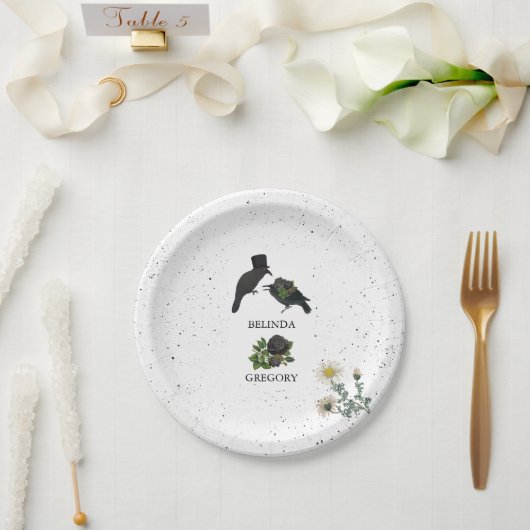 ゴシック様式ハロウィーンブラックバラ結婚ズクロース ペーパープレート (ウェディング)