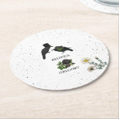 ゴシック様式ハロウィーンブラックバラ結婚ズクロース ラウンドペーパーコースター (アングル)