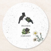 ゴシック様式ハロウィーンブラックバラ結婚ズクロース ラウンドペーパーコースター (正面)