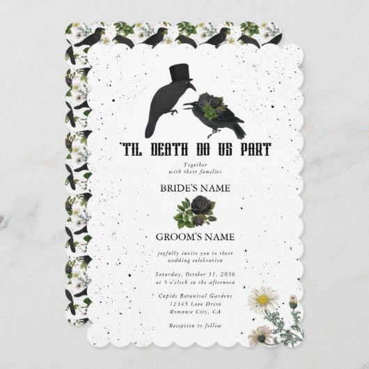 ゴシック様式ハロウィーンブラックバラ結婚ズクロース 招待状 (正面/裏面)