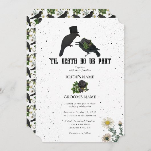 ゴシック様式ハロウィーンブラックバラ結婚ズクロース 招待状 (正面/裏面)