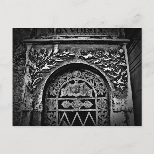 ゴシック様式ハロウィーン墓地の地下聖堂こうもり ポストカード (正面)