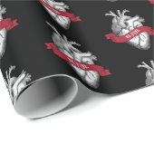 ゴシック様式ハートのバレンタインデー ラッピングペーパー (ロールコーナー)