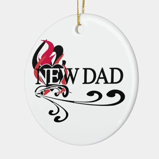 ゴシック様式ハートの新しいパパのTシャツおよびギフト セラミックオーナメント (左)