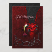 ゴシック様式ハート及びハチドリ 招待状 (正面/裏面)