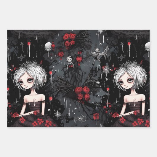 ゴシック様式パンク代替クリスマスフェアリー ラッピングペーパーシート (正面3)
