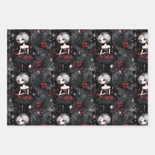 ゴシック様式パンク代替クリスマスフェアリー ラッピングペーパーシート (正面2)