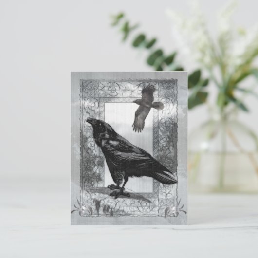 ゴシック様式ビクトリアンなワタリガラスのファンタジーの芸術 ポストカード (スタンド正面)
