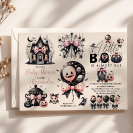 ゴシック様式ピンクハロウィーンベビーシャワー招待状 招待状