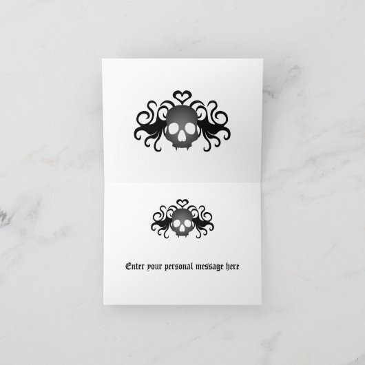 ゴシック様式ファンタジーのスカルは感謝していしています サンキューカード (内部)