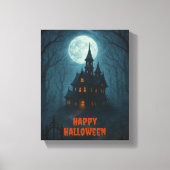 ゴシック様式ファンタジー | キャッスル幽霊のよく出る&ミスティ・ムーンライト キャンバスプリント (正面)