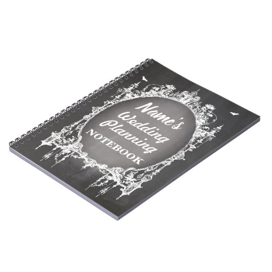 ゴシック様式フレームのチョークのノートの結婚式の計画のノート ノートブック (左側)