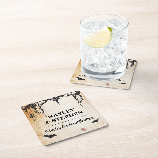 ゴシック様式フレームを結婚する素朴なコースターの場所Matts スクエアペーパーコースター (インサイチュ)