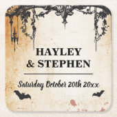 ゴシック様式フレームを結婚する素朴なコースターの場所Matts スクエアペーパーコースター (正面)