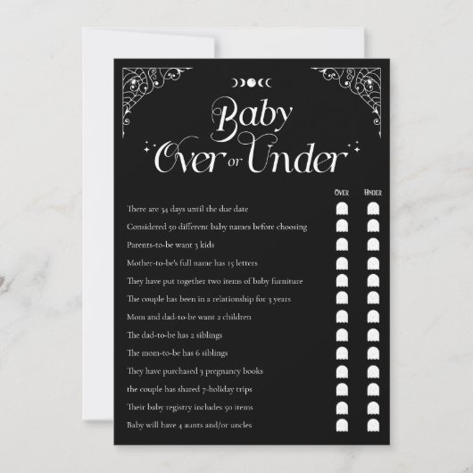 ゴシック様式フローラベビーシャワーゲームカードの上または下 招待状 (正面)