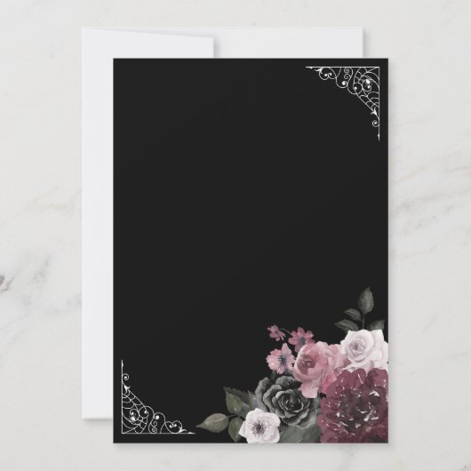 ゴシック様式フローラベビーシャワーゲームカードの上または下 招待状 (裏面)