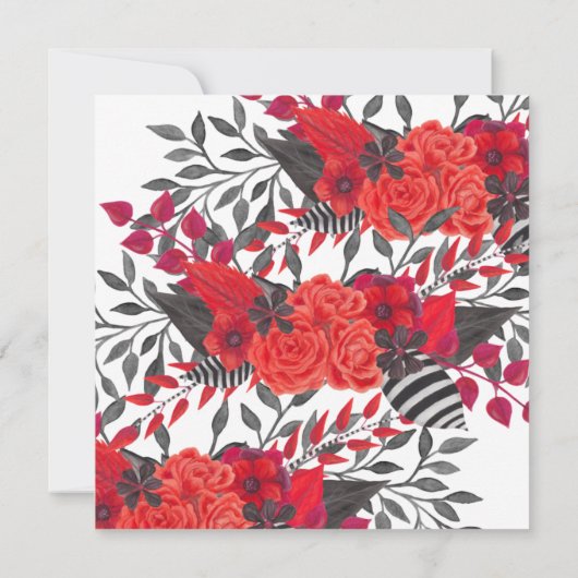 ゴシック様式フローラ | 赤と黒のハンドフェスト結婚の 招待状 (裏面)