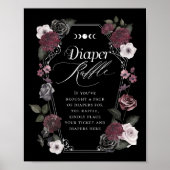 ゴシック様式ブラックウォーター花模様おむつラッフルサイン ポスター (正面)