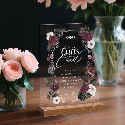 ゴシック様式ブラックウォーター花模様ギフト&カード アクリルサイン