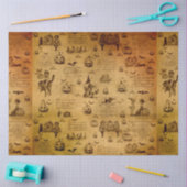 ゴシック様式ブラックオレンジカラスの切り離 薄葉紙 (クラフト)