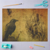 ゴシック様式ブラックオレンジカラスの切り離 薄葉紙 (クラフト)