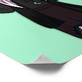 ゴシック様式ブラックグリーンモダンアニメ魔女イラストレーション ポスター (角)