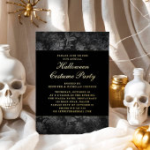 ゴシック様式ブラックダマスクハロウィーンの衣装金ゴールド 箔招待状