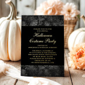 ゴシック様式ブラックダマスクハロウィーンの衣装金ゴールド 箔招待状