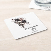 ゴシック様式ブラックバラスカル結婚ズ スクエアペーパーコースター (アングル)