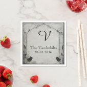 ゴシック様式ブラックバラトレリスモノグラム結婚ズ スタンダードカクテルナプキン (インサイチュ)