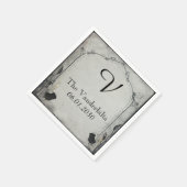 ゴシック様式ブラックバラトレリスモノグラム結婚ズ スタンダードカクテルナプキン (角)