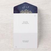 ゴシック様式ブラックバラフローラ金ゴールド結婚アーチ オールインワン招待状 (外側)