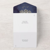 ゴシック様式ブラックバラフローラ金ゴールド結婚スクリプト オールインワン招待状 (外側)