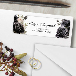 ゴシック様式ブラックバラ結婚フローラ差出人住所 ラベル