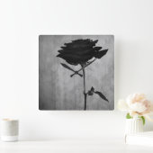 ゴシック様式ブラックバラ スクエア壁時計 (ホーム)