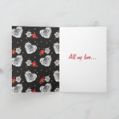 ゴシック様式ブラックバレンタインデーの唇ハートバラ カード (内部)