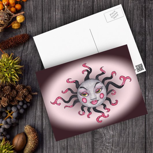 ゴシック様式ブラックピンクサン女神ポストカード ポストカード