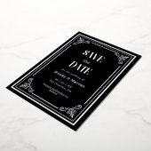 ゴシック様式ブラックフレーム暗色実在銀 箔招待状 (回転した状態)