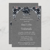 ゴシック様式ブラックフローラ花嫁ランチョン 招待状 (正面/裏面)